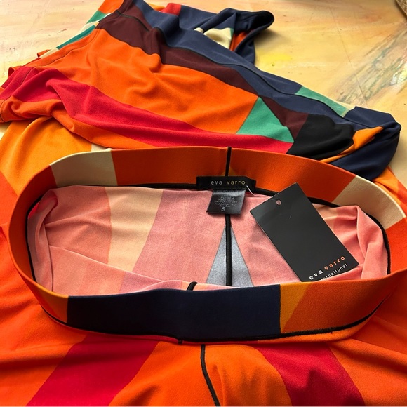 Eva Varro Knit Jersey Abstract Print Elastic Waist Wide Leg Pull-On Pants - Picture 2 of 14